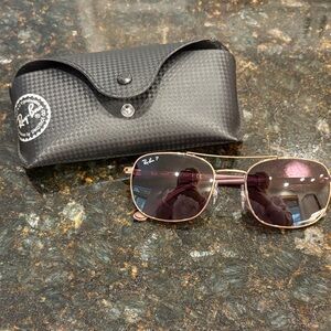 Ray-Ban Gold Frame Sunglasses with Black Case